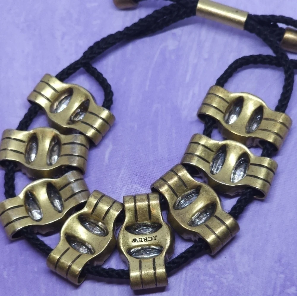 👍5 For $20 J Crew Brand Amber Rhinestone Gold Tone Black Toggle Bracelet